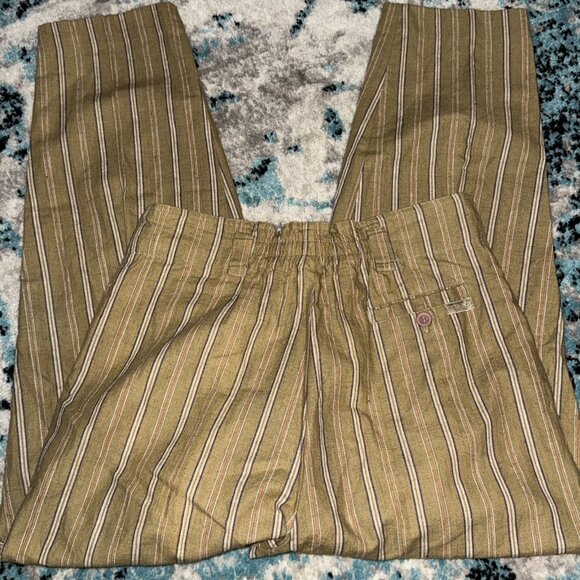 Vintage 80s Gitano Khaki Pleated High Waist Trousers Wide Leg Stripped READ - Picture 4 of 12